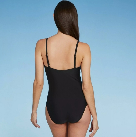 Shade & Shore 1 Piece Black Swimsuit with Black Mesh. NWT. Size Small. - Picture 2 of 9